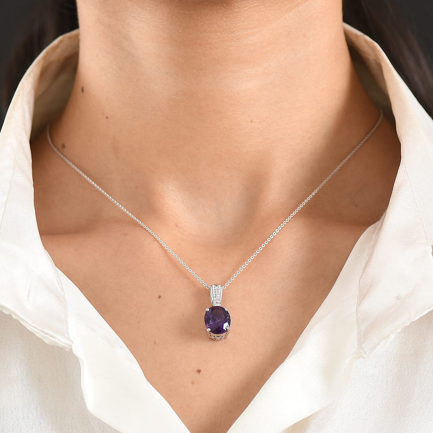 Gemstone Infinity Bloom Pendant Necklace with Moissanite