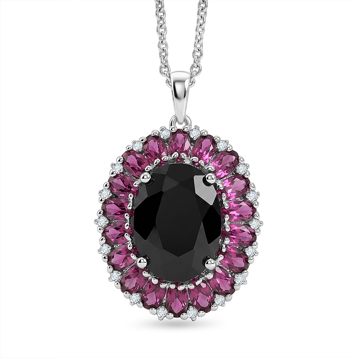 Black Spinel and Garnet Gemstone Pendant Necklace – Eclipse Halo Design