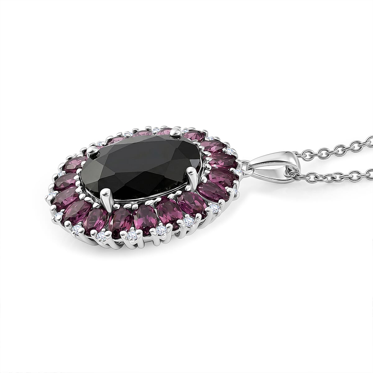 Black Spinel and Garnet Gemstone Pendant Necklace – Eclipse Halo Design