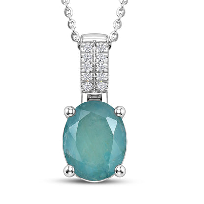 Grandidierite and Moissanite Solitaire Pendant – Adjustable Length