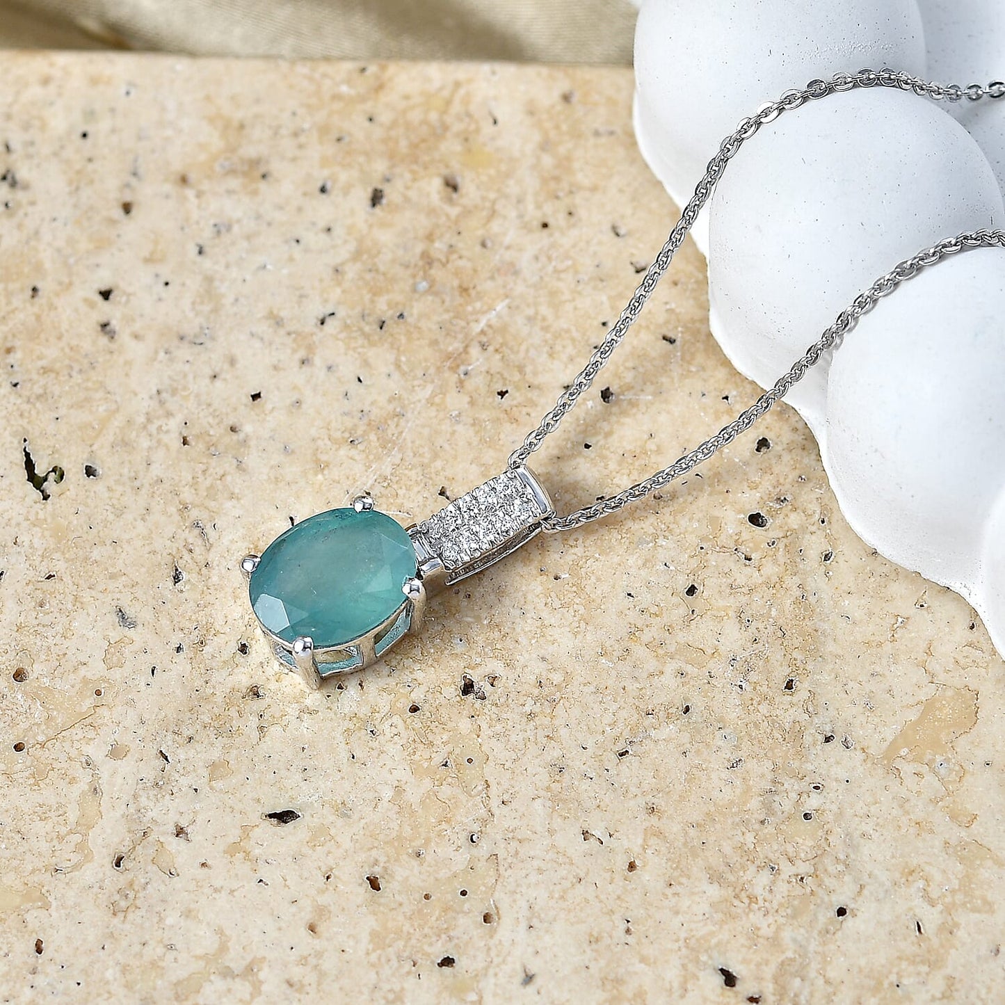 Grandidierite and Moissanite Solitaire Pendant – Adjustable Length