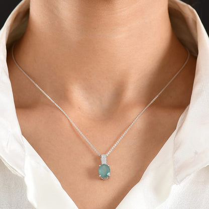 Grandidierite and Moissanite Solitaire Pendant – Adjustable Length
