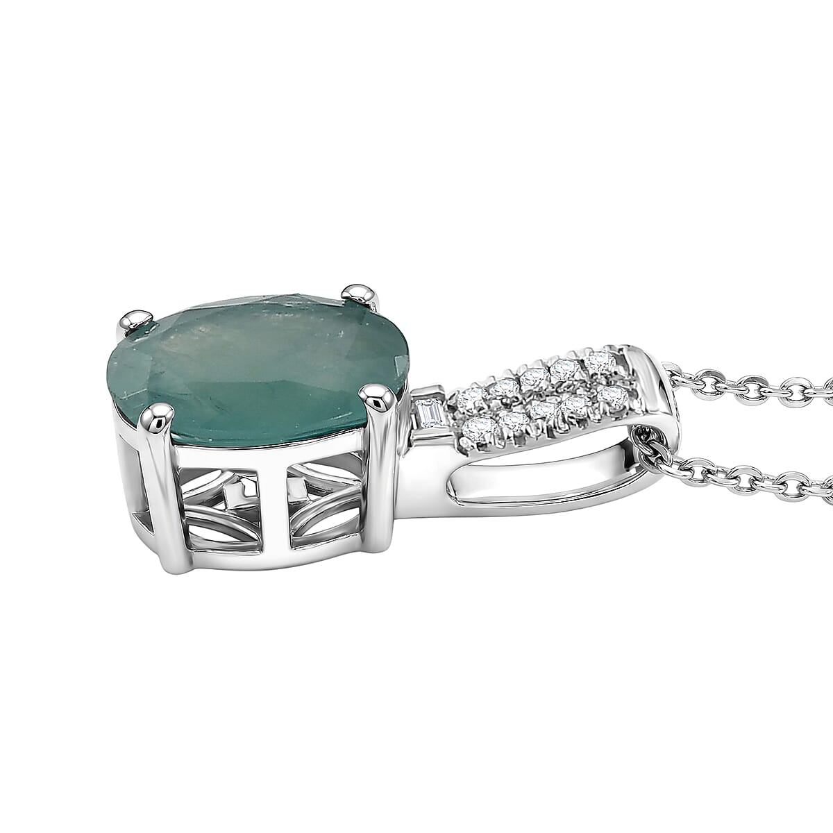 Grandidierite and Moissanite Solitaire Pendant – Adjustable Length