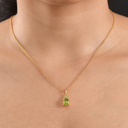 Premium Peridot and Tsavorite Garnet Gemstone Pendant – 18K Yellow Gold Plated