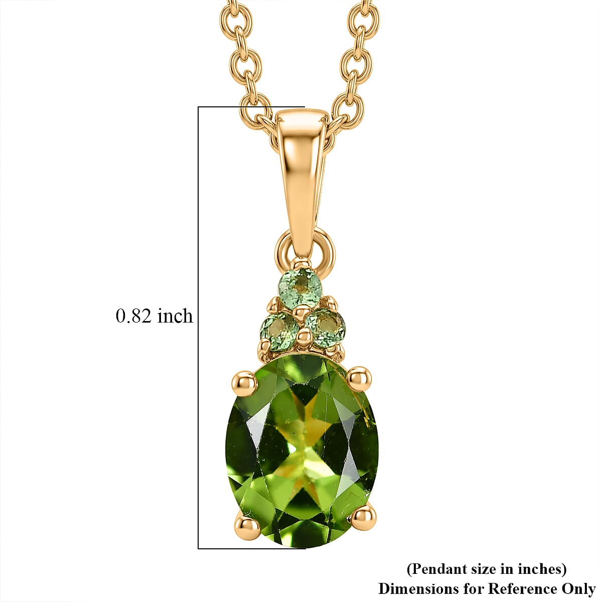 Premium Peridot and Tsavorite Garnet Gemstone Pendant – 18K Yellow Gold Plated