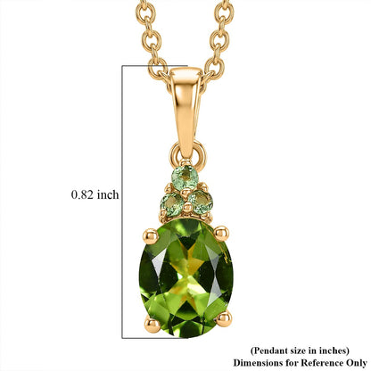 Premium Peridot and Tsavorite Garnet Gemstone Pendant – 18K Yellow Gold Plated