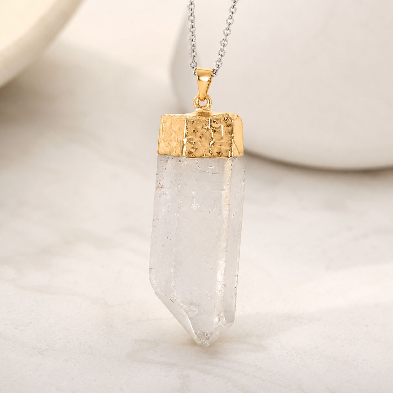 Bold Clear Quartz Point Pendant – Silver or Gold