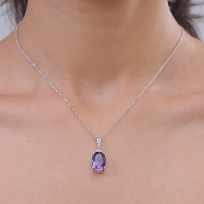 Moroccan Amethyst and White Zircon Royal Court Pendant in Rhodium Sterling Silver