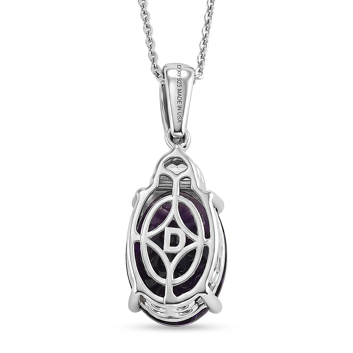 Moroccan Amethyst and White Zircon Royal Court Pendant in Rhodium Sterling Silver