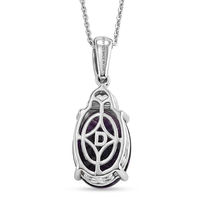 Moroccan Amethyst and White Zircon Royal Court Pendant in Rhodium Sterling Silver