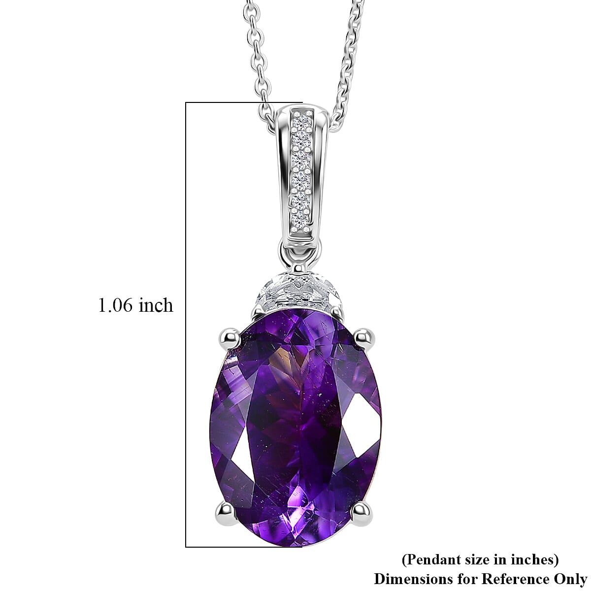 Moroccan Amethyst and White Zircon Royal Court Pendant in Rhodium Sterling Silver