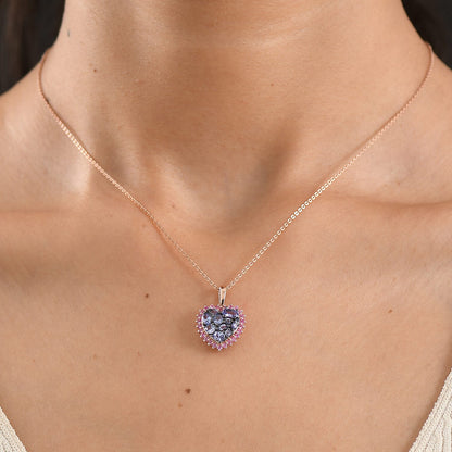 Tanzanite and Pink Sapphire Heart Pendant Necklace – Love and Spiritual Growth