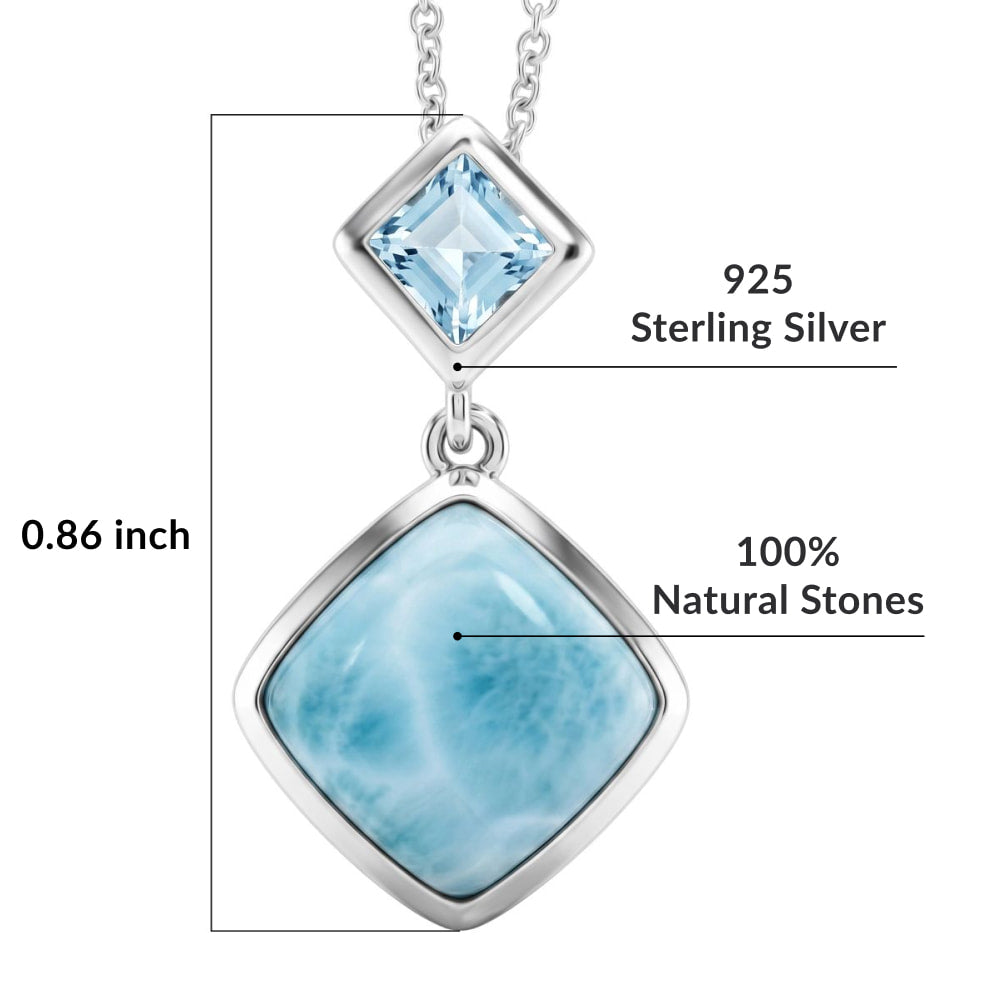 Larimar and Sky Blue Topaz Sterling Silver Pendant, 20" Chain