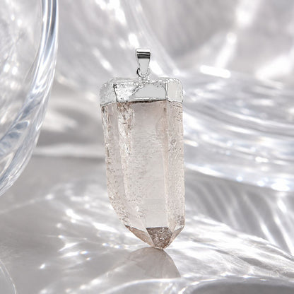 Bold Clear Quartz Point Pendant – Silver or Gold