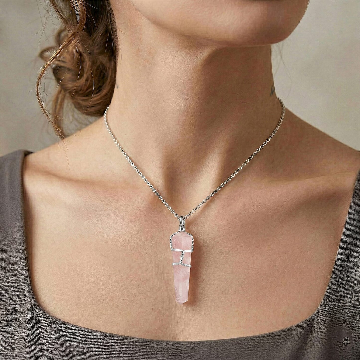 Statement Wire-Wrapped Crystal Point Pendant
