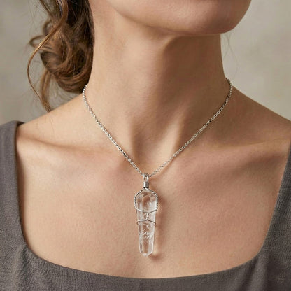 Statement Wire-Wrapped Crystal Point Pendant
