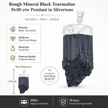 Bold Black Tourmaline Pendant – Strong Shield