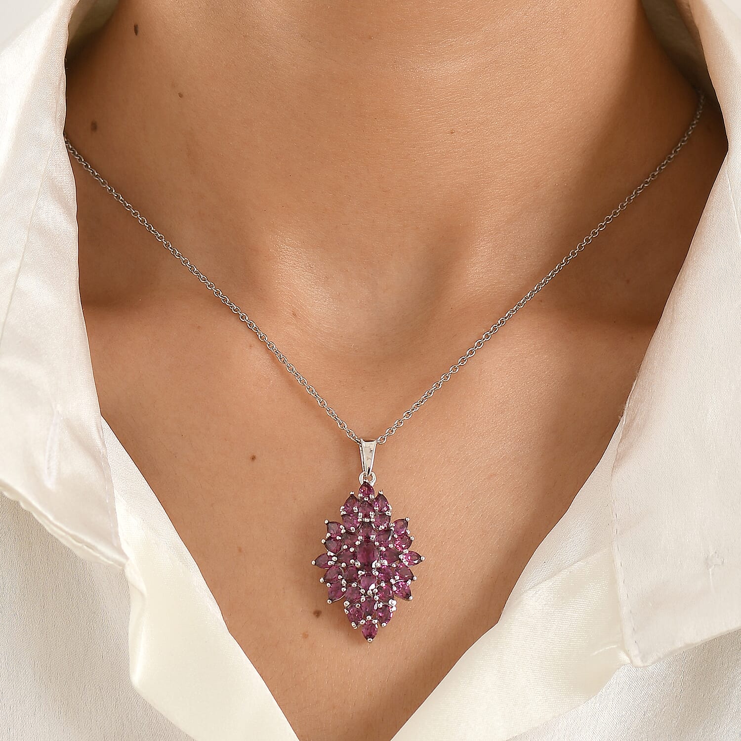 Peridot and Rhodolite Garnet Gemstone Pendant Necklace – Verdant Bloom