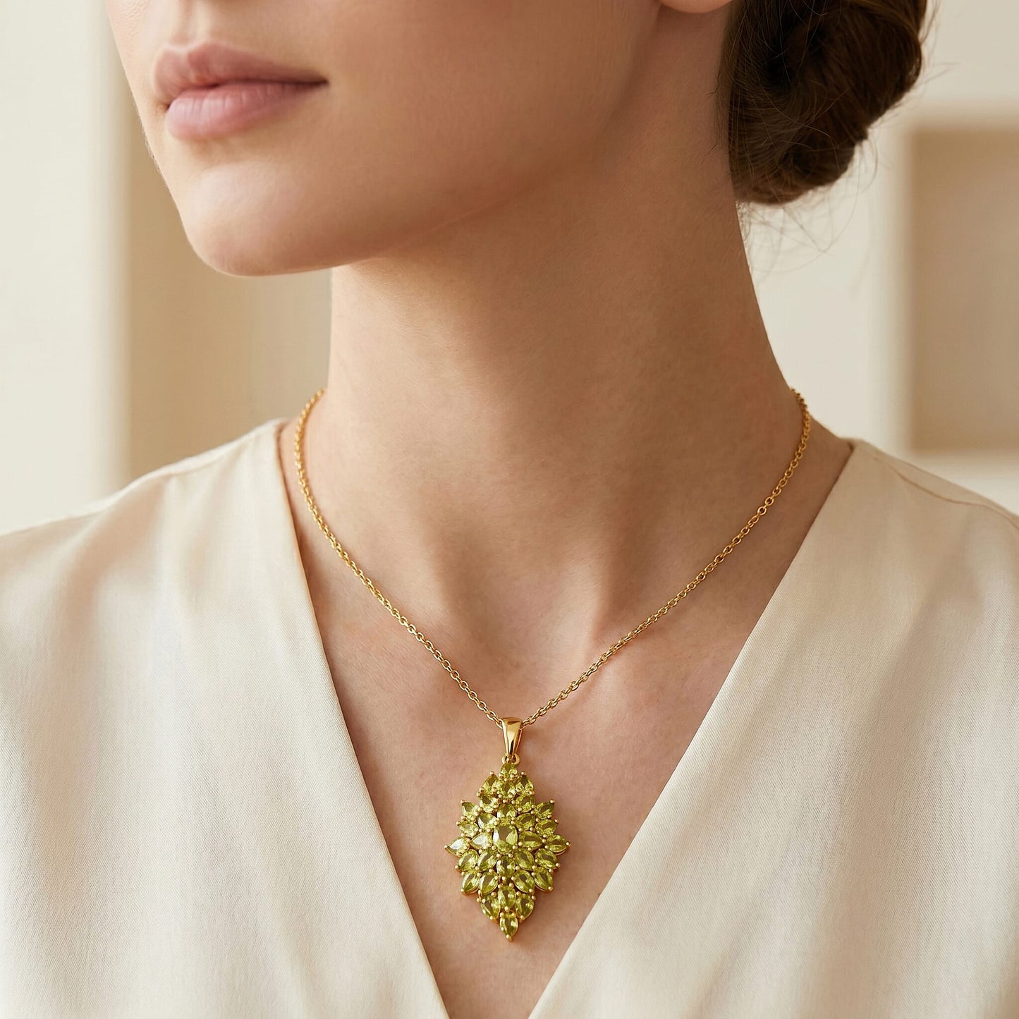 Peridot and Rhodolite Garnet Gemstone Pendant Necklace – Verdant Bloom