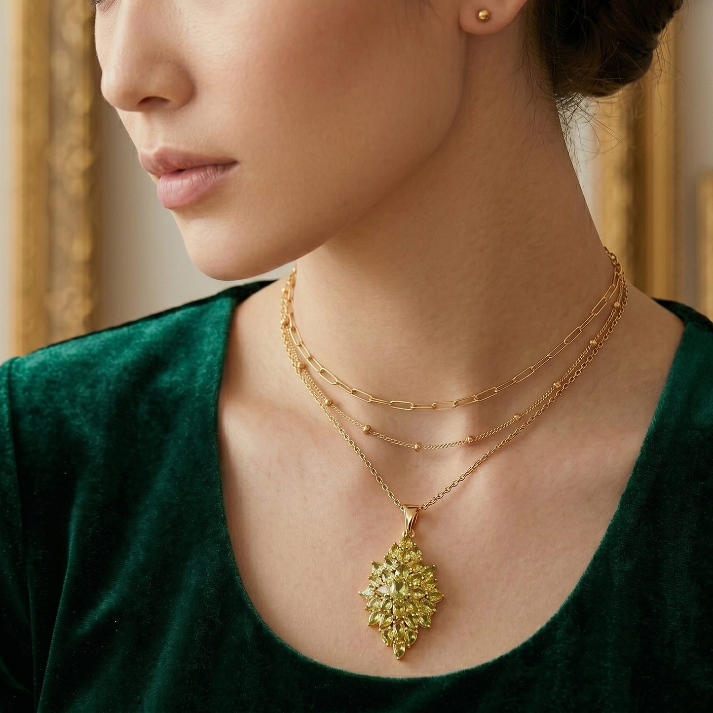 Peridot and Rhodolite Garnet Gemstone Pendant Necklace – Verdant Bloom