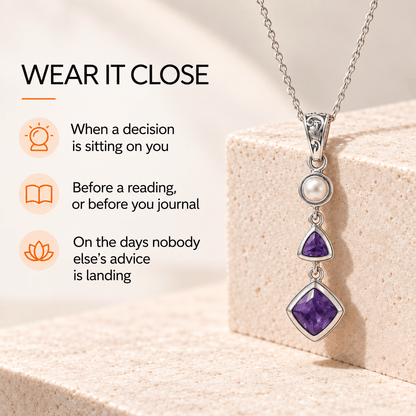 Natural Charoite, Amethyst & Pearl Necklace in Sterling Silver