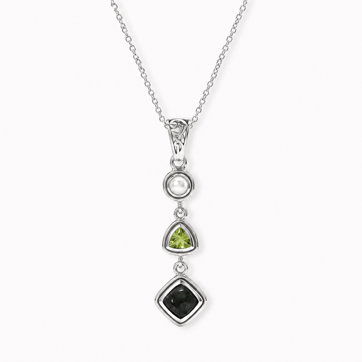 Seraphinite Pendant Necklace - Sterling Silver Crystal