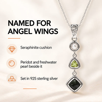 Seraphinite Pendant Necklace - Sterling Silver Crystal