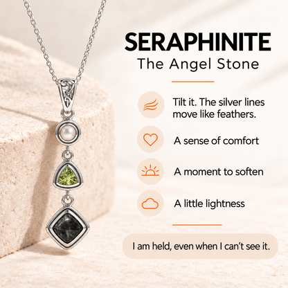 Seraphinite Pendant Necklace - Sterling Silver Crystal