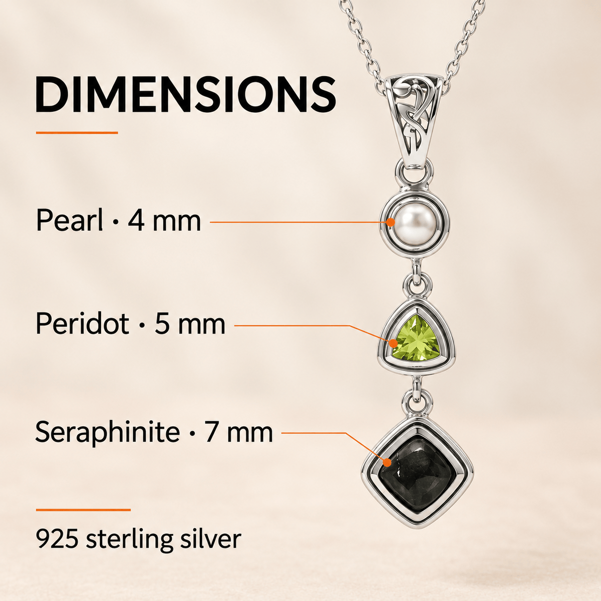 Seraphinite Pendant Necklace - Sterling Silver Crystal