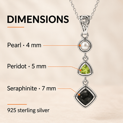 Seraphinite Pendant Necklace - Sterling Silver Crystal