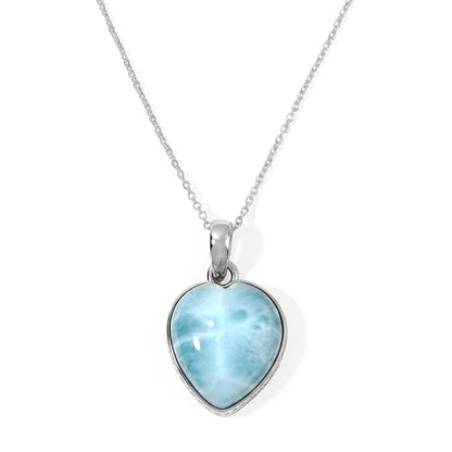 Larimar Heart Necklace | Genuine Stone in Sterling Silver