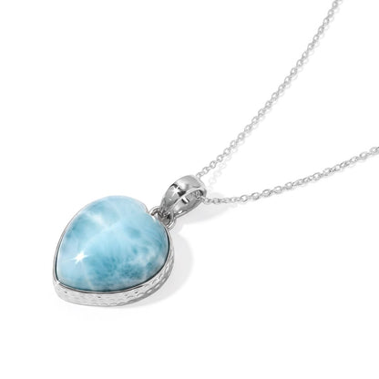 Larimar Heart Necklace | Genuine Stone in Sterling Silver