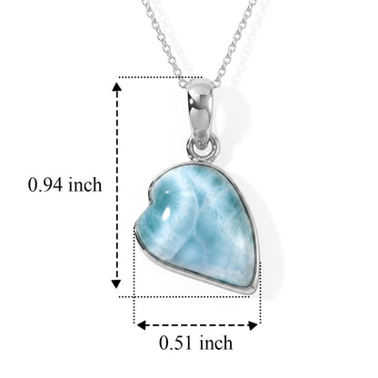 Larimar Heart Pendant – Ocean Blue Stone in Sterling Silver