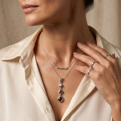 Ruby Pearl Pendant – Vintage Red Gemstone Crystal Jewelry