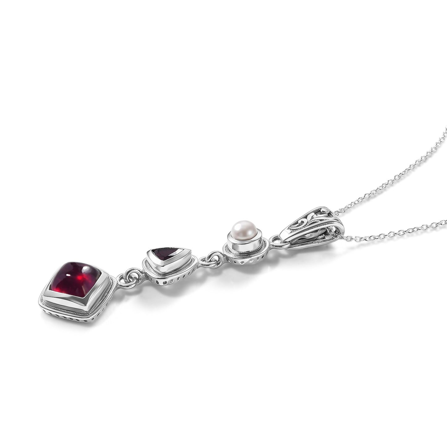 Ruby Pearl Pendant – Vintage Red Gemstone Crystal Jewelry