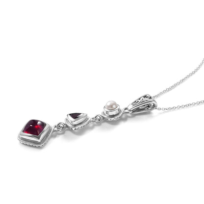 Ruby Pearl Pendant – Vintage Red Gemstone Crystal Jewelry