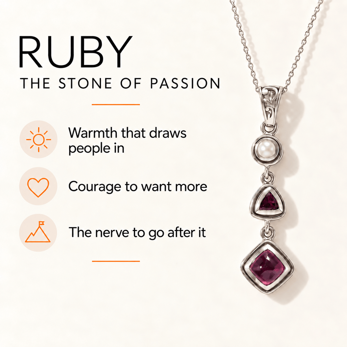 Ruby Pearl Pendant – Vintage Red Gemstone Crystal Jewelry