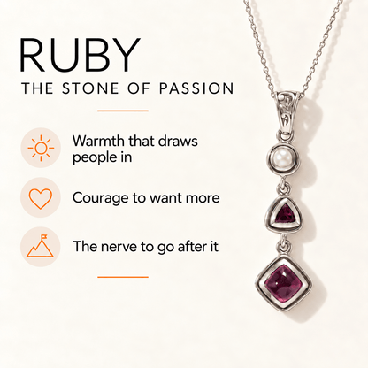 Ruby Pearl Pendant – Vintage Red Gemstone Crystal Jewelry