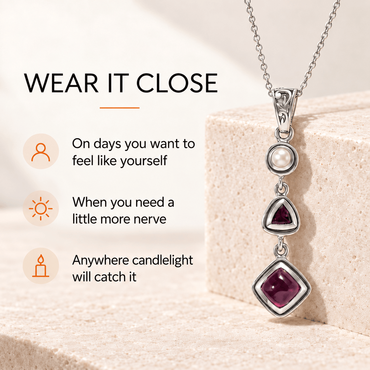 Ruby Pearl Pendant – Vintage Red Gemstone Crystal Jewelry