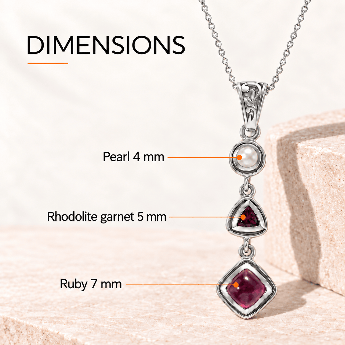 Ruby Pearl Pendant – Vintage Red Gemstone Crystal Jewelry