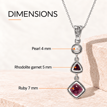 Ruby Pearl Pendant – Vintage Red Gemstone Crystal Jewelry