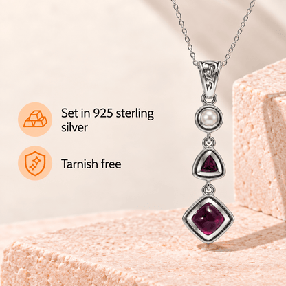 Ruby Pearl Pendant – Vintage Red Gemstone Crystal Jewelry