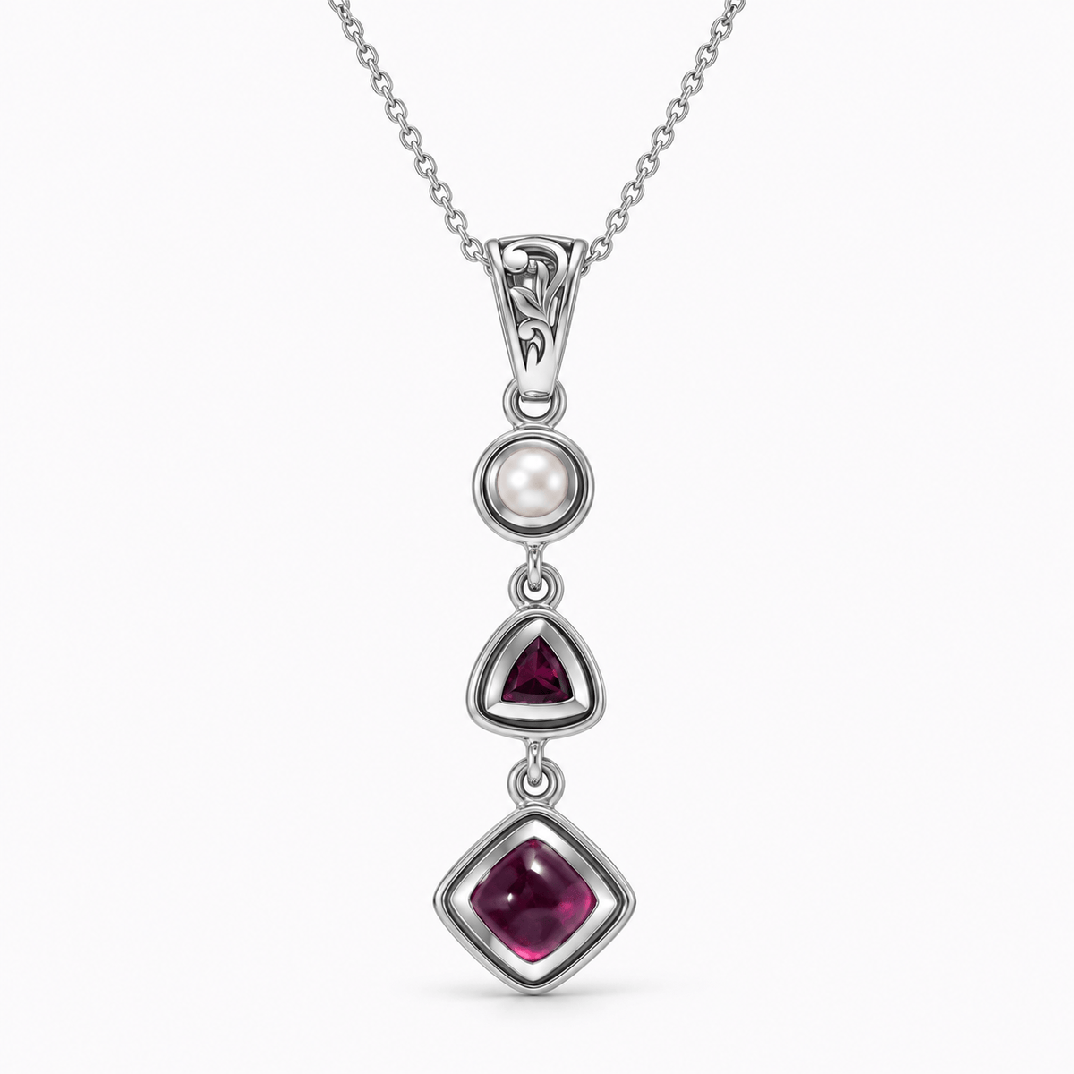Ruby Pearl Pendant – Vintage Red Gemstone Crystal Jewelry