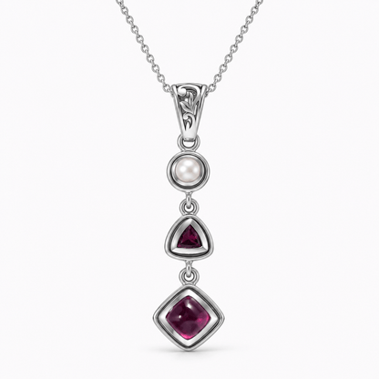 Ruby Pearl Pendant – Vintage Red Gemstone Crystal Jewelry
