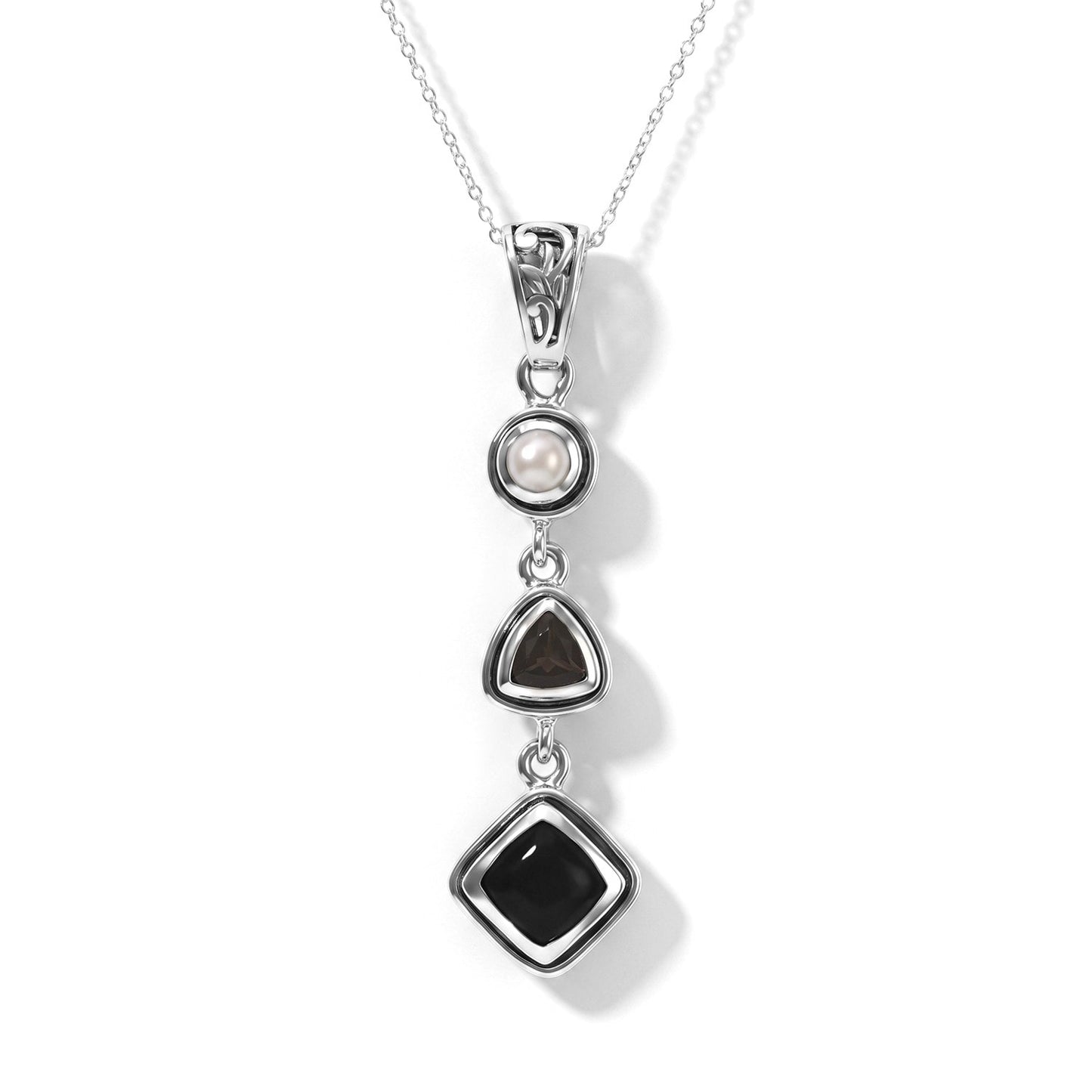 Black Obsidian Pendant – Pearl Crystal Teardrop Jewelry