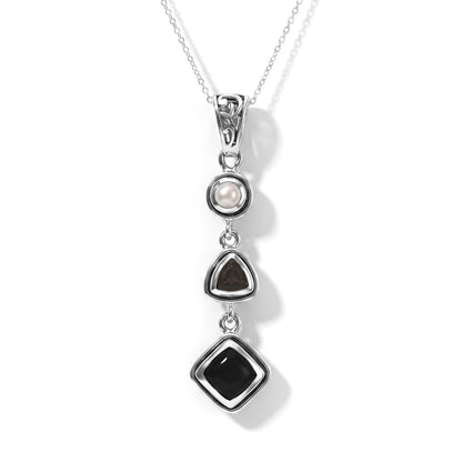 Black Obsidian Pendant – Pearl Crystal Teardrop Jewelry