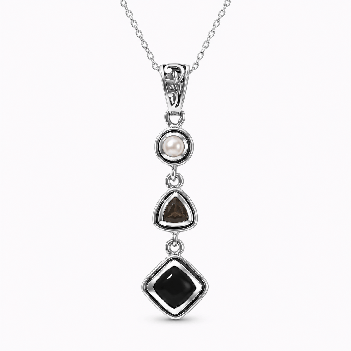 Black Obsidian Pendant – Pearl Crystal Teardrop Jewelry