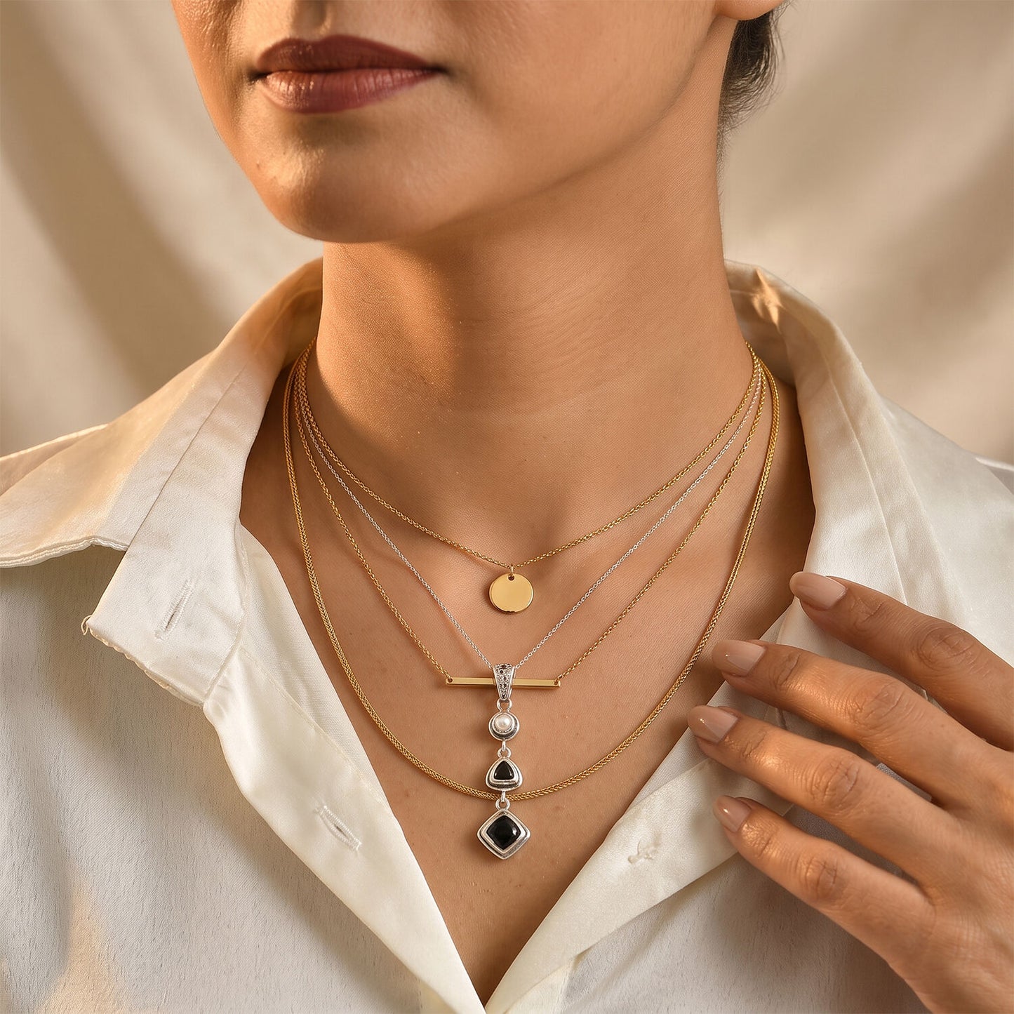 Black Obsidian Pendant – Pearl Crystal Teardrop Jewelry