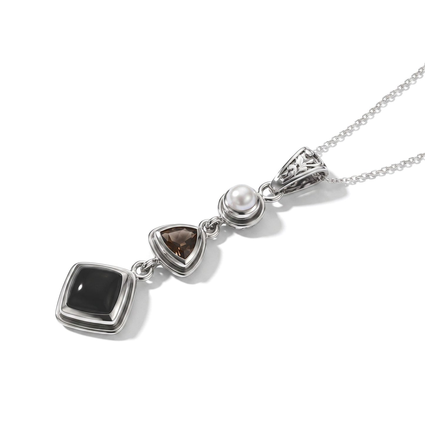 Black Obsidian Pendant – Pearl Crystal Teardrop Jewelry