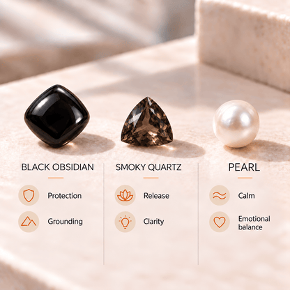 Black Obsidian Pendant – Pearl Crystal Teardrop Jewelry